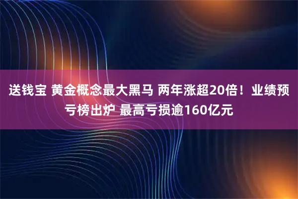 送钱宝 黄金概念最大黑马 两年涨超20倍！业绩预亏榜出炉 最高亏损逾160亿元